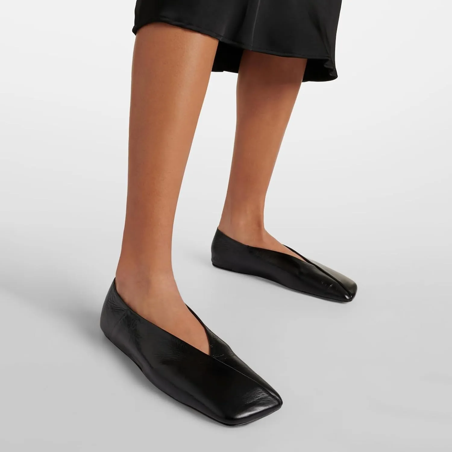 Vertundy Leather Ballet Flats for Women Square Toe Slip On Loafer Shoes Comfortable Dress Work Ballerina Flats for Casual Two-Tone