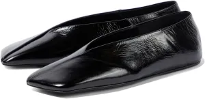 Vertundy Leather Ballet Flats for Women Square Toe Slip On Loafer Shoes Comfortable Dress Work Ballerina Flats for Casual Two-Tone