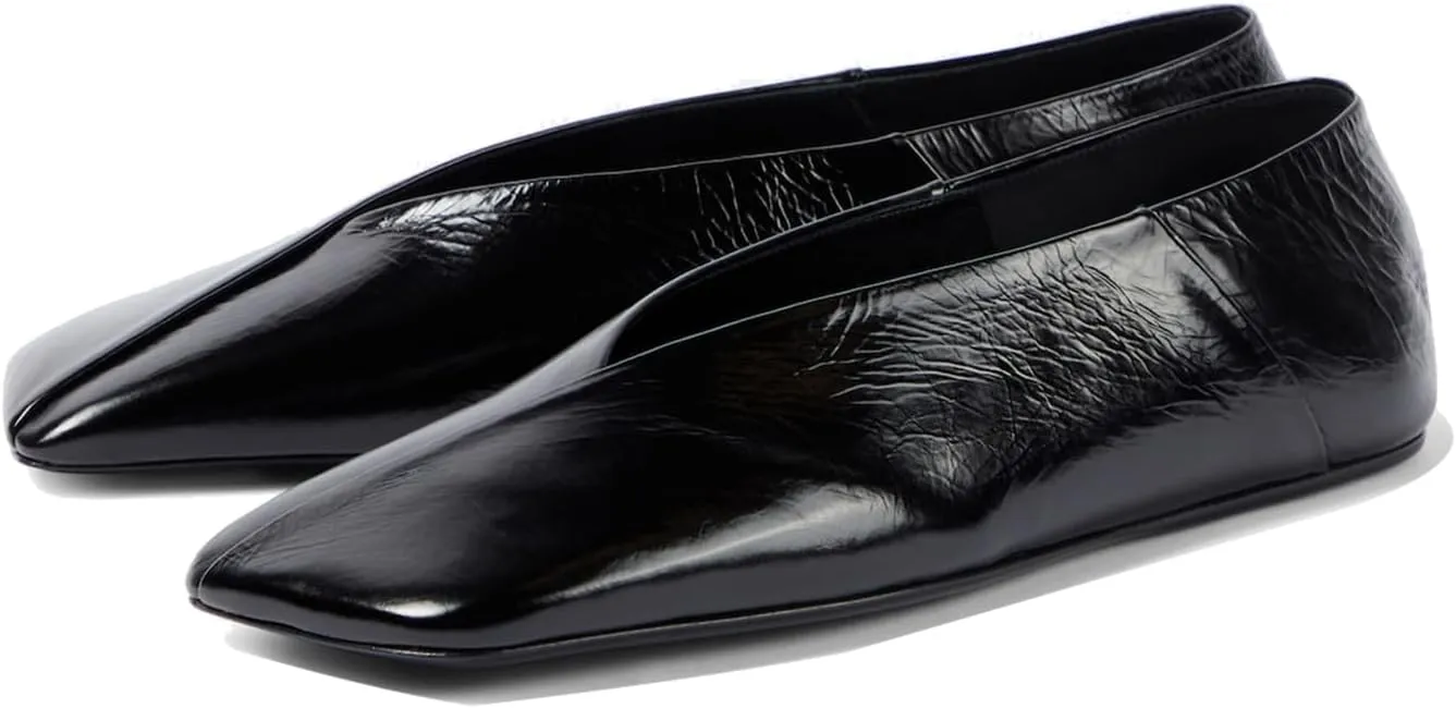 Vertundy Leather Ballet Flats for Women Square Toe Slip On Loafer Shoes Comfortable Dress Work Ballerina Flats for Casual Two-Tone