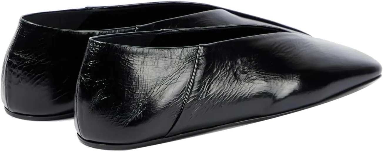 Vertundy Leather Ballet Flats for Women Square Toe Slip On Loafer Shoes Comfortable Dress Work Ballerina Flats for Casual Two-Tone