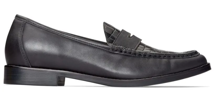 Vionic Black Embossed Leather Waverly Womens Loafter Shoes
