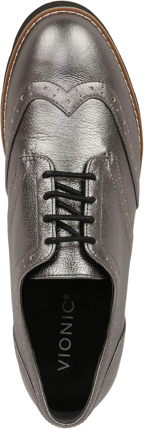 Vionic Womens Charm Alfina Comfort Lace Up Loafers- Supportive Walking Shoes for Heel Pain, Plantar Fasciitis with Orthotic Insole Arch Support That Corrects Pronation and Alignment Med-Wide Fit