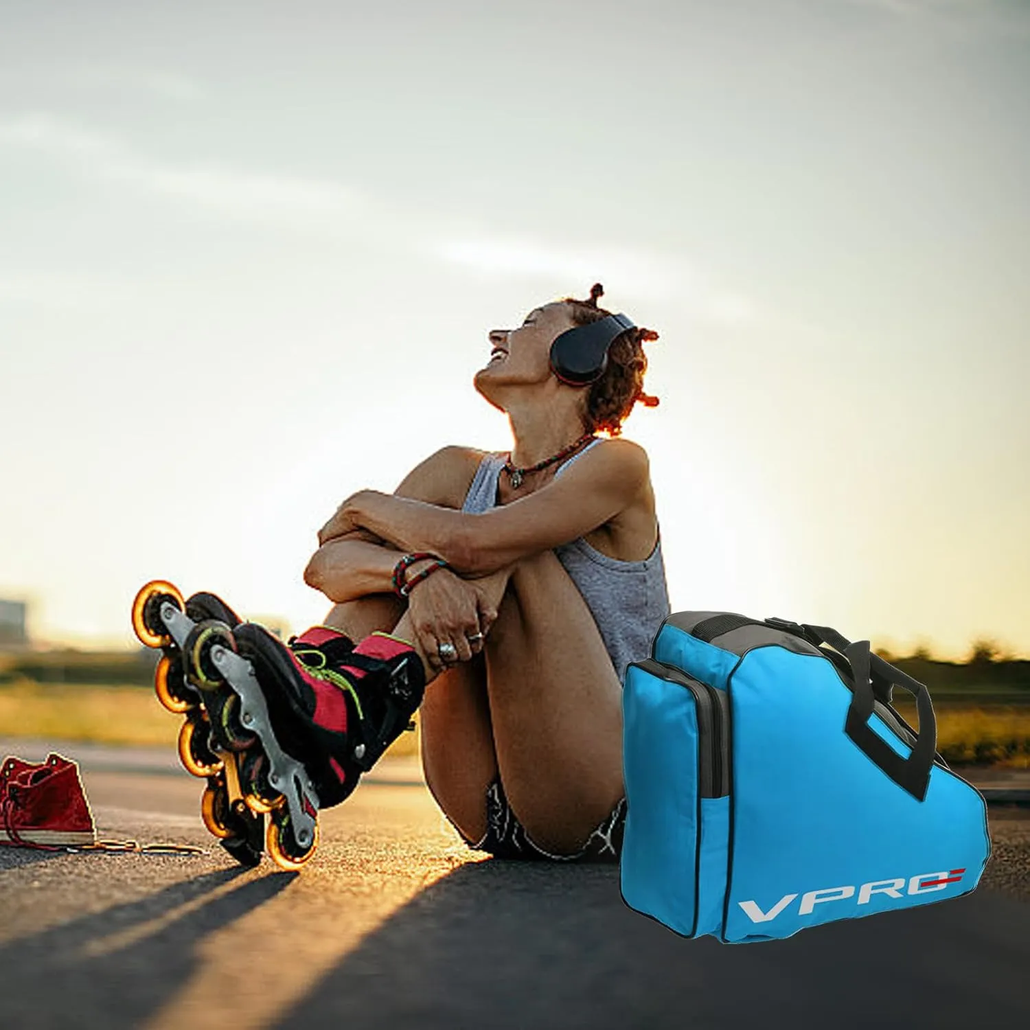 VPRO Ice & Inline Skate Bag - Roller Skate Bag with Adjustable Shoulder Strap and Top Handle for Kids and Adults