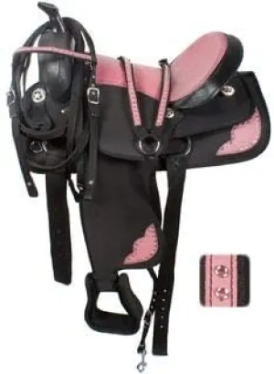Western Barrel Racing Handmade Synthetic Cordura Horse Saddle Lightweight Trail Tack Equestrian Get Matching Headstall, Breastplate & REINS, Pad Size 10"-18" inches Seat Available, FRS15