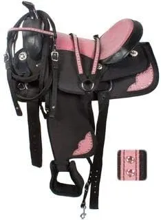 Western Barrel Racing Handmade Synthetic Cordura Horse Saddle Lightweight Trail Tack Equestrian Get Matching Headstall, Breastplate & REINS, Pad Size 10"-18" inches Seat Available, FRS15