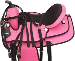 Western Barrel Racing Handmade Synthetic Cordura Horse Saddle Lightweight Trail Tack Equestrian Get Matching Headstall, Breastplate & REINS Size 10"-18" inches Seat Available, FRI04