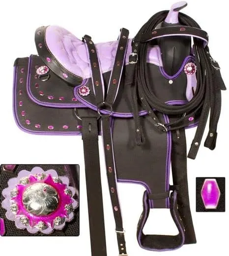Western Barrel Racing Handmade Synthetic Cordura Horse Saddle Lightweight Trail Tack Equestrian Get Matching Headstall, Breastplate & REINS Size 10"-18" inches Seat Available, FRI14