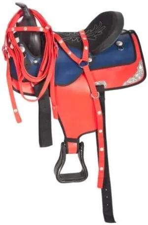 Western Barrel Racing Handmade Synthetic Cordura Horse Saddle Lightweight Trail Tack Equestrian Get Matching Headstall, Breastplate & REINS Size 10"-18" inches Seat Available, FRI19