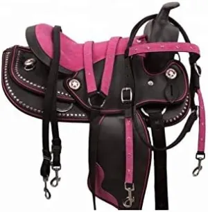 Western Barrel Racing Handmade Synthetic Cordura Horse Saddle Lightweight Trail Tack Equestrian Get Matching Headstall, Breastplate & REINS Size 10"-18" inches Seat Available, FRI27