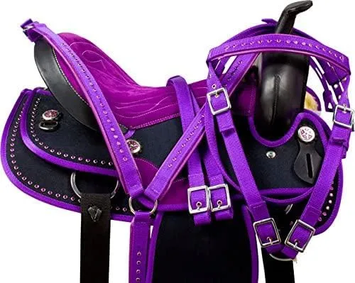 Western Barrel Racing Handmade Synthetic Cordura Horse Saddle Lightweight Trail Tack Equestrian Get Matching Headstall, Breastplate & REINS Size 10"-18" inches Seat Available, FRI28