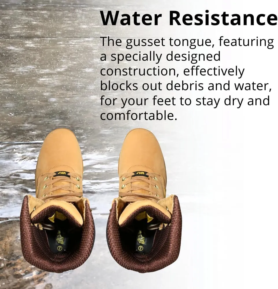 WOLF Work Boot | 100% Genuine Upper Leather | Oil, Heat, Chemical Resistant | Electrical Hazards | Non-Slip Rubber Sole | Padded Collar | Construction | Industrial PPE