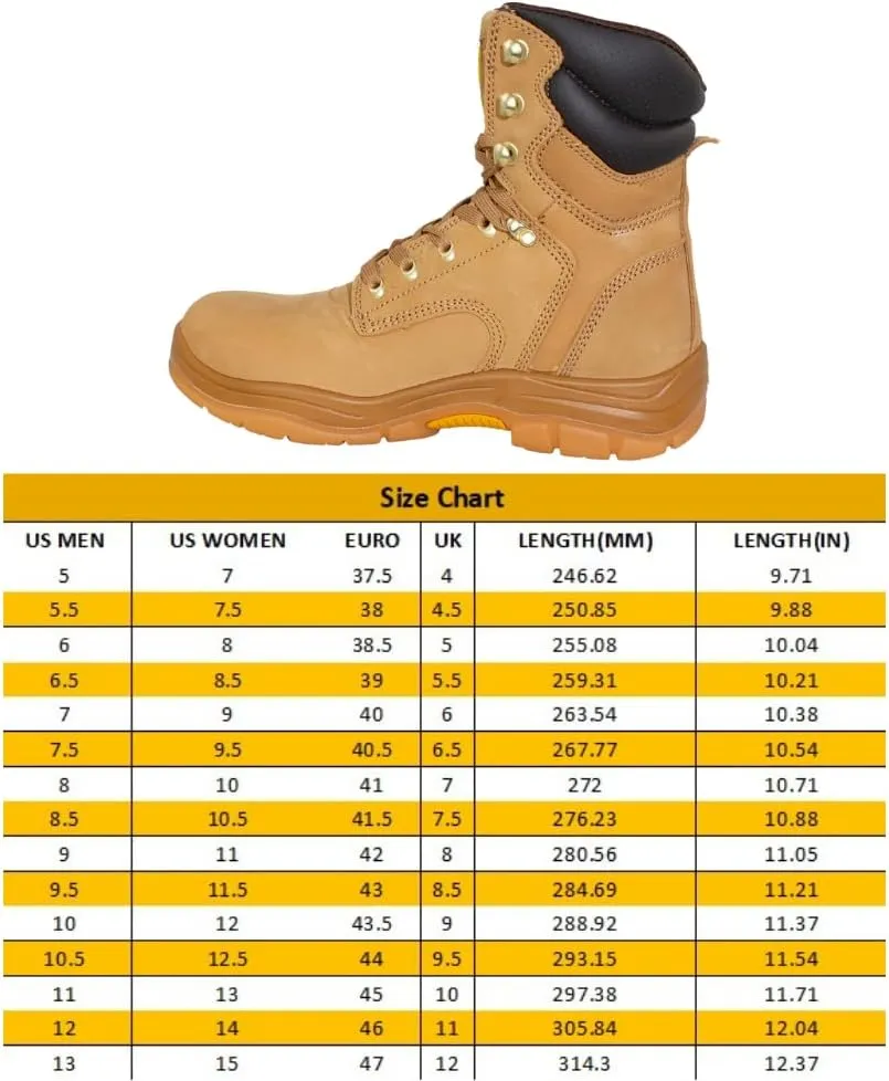 WOLF Work Boot | 100% Genuine Upper Leather | Oil, Heat, Chemical Resistant | Electrical Hazards | Non-Slip Rubber Sole | Padded Collar | Construction | Industrial PPE