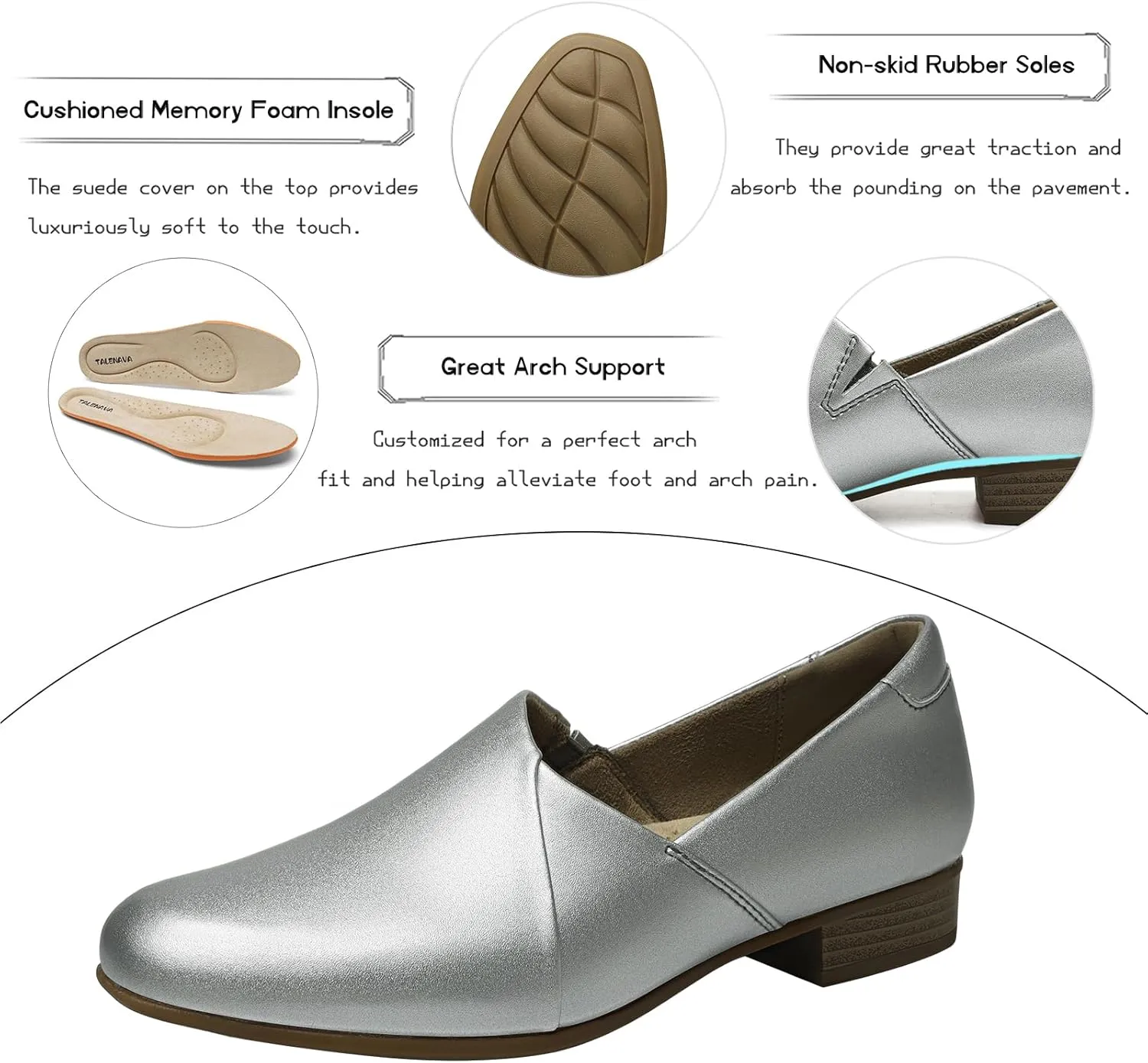 Women's Classic Comfort Dress Shoes Casual Leather Loafers Flats Cute Versatile Slip-Ons Everyday Work Shoes