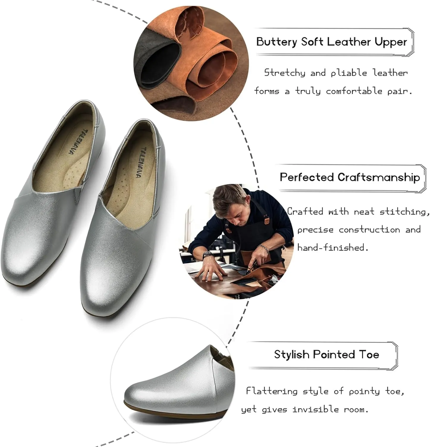 Women's Classic Comfort Dress Shoes Casual Leather Loafers Flats Cute Versatile Slip-Ons Everyday Work Shoes