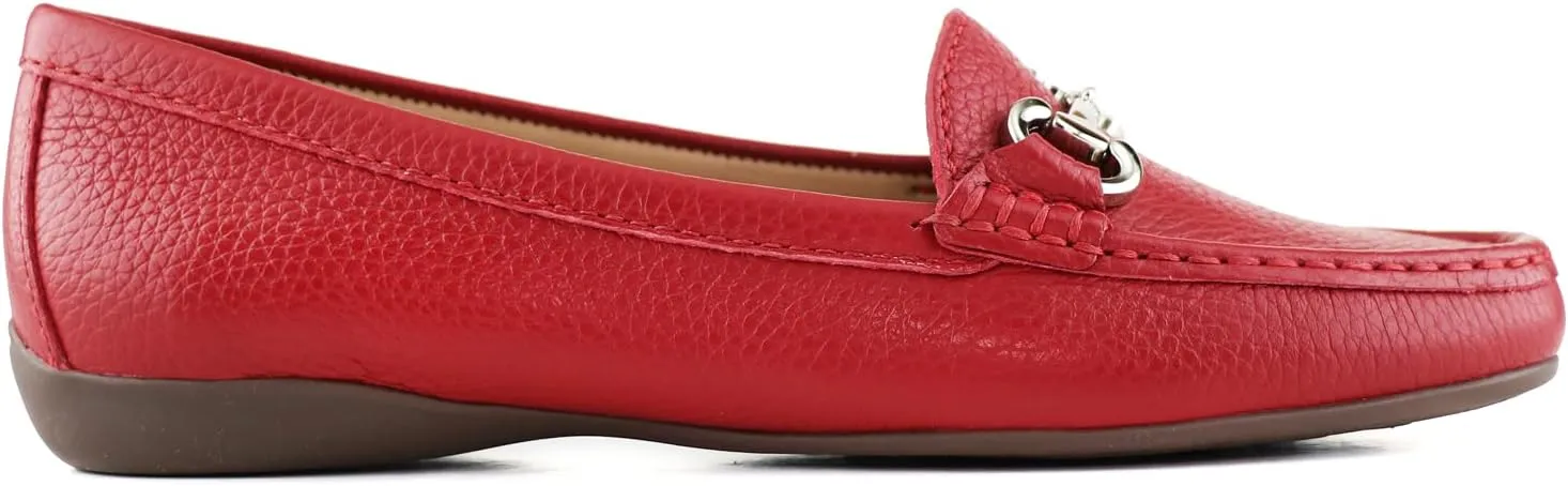 Women's Genuine Leather Slip on Buckle Loafer