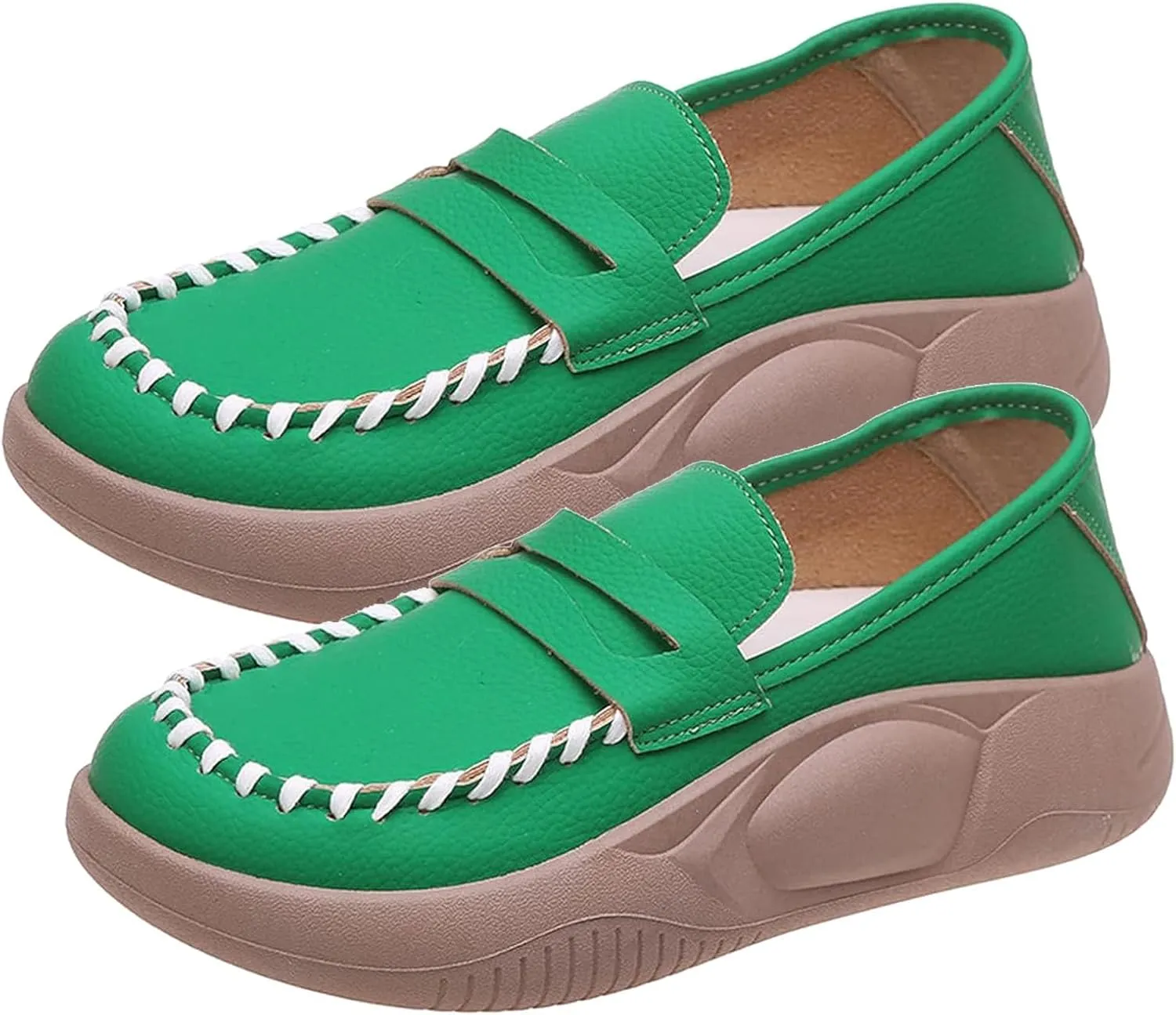 Womens Loafers Comfortable Dressy Lurebest Shoes for Women, Soft Soled Corrective Loafers, Slip on Orthopedic Walking Shoes Lurebest Platform Loafer Muffin Sandals All Day Comfort