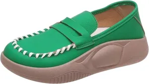 Womens Loafers Comfortable Dressy Lurebest Shoes for Women, Soft Soled Corrective Loafers, Slip on Orthopedic Walking Shoes Lurebest Platform Loafer Muffin Sandals All Day Comfort