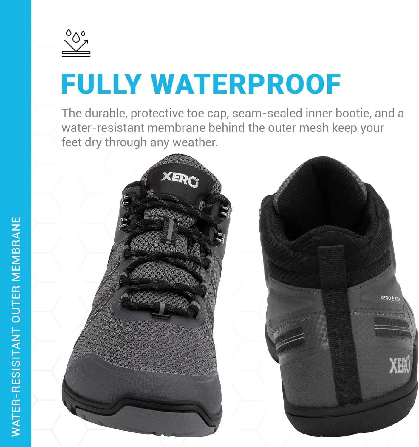 Xero Shoes Barefoot Hiking Shoes for Men | Xcursion Fusion Waterproof Hiking Boots | Zero Drop Shoes for Men, Wide Toe Box, Minimalist