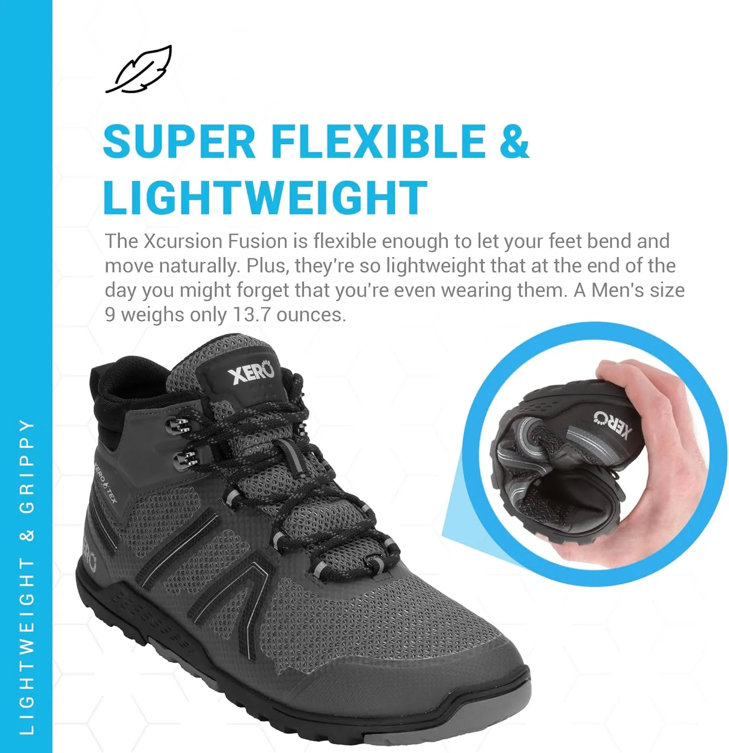 Xero Shoes Barefoot Hiking Shoes for Men | Xcursion Fusion Waterproof Hiking Boots | Zero Drop Shoes for Men, Wide Toe Box, Minimalist